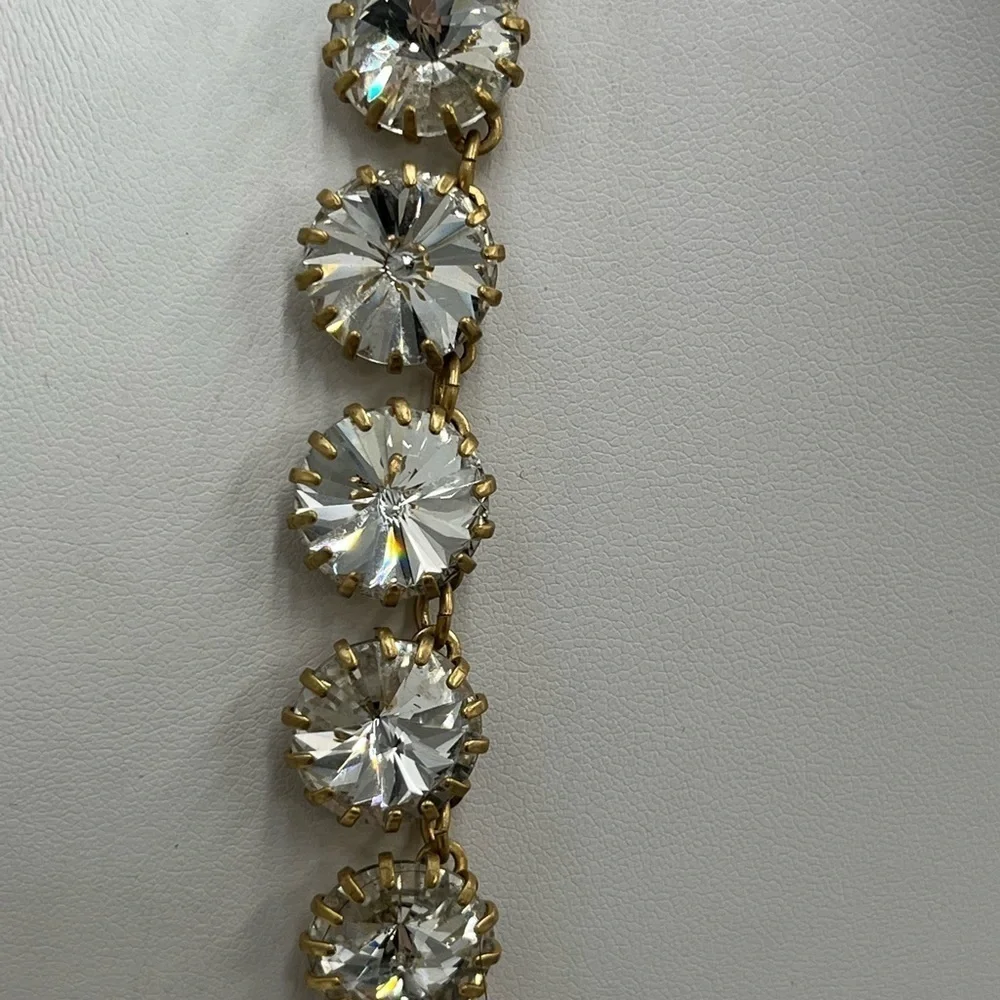J.‎ Crew Crystal Clear Shimmering Rivoli Gold Tone Statement Necklace